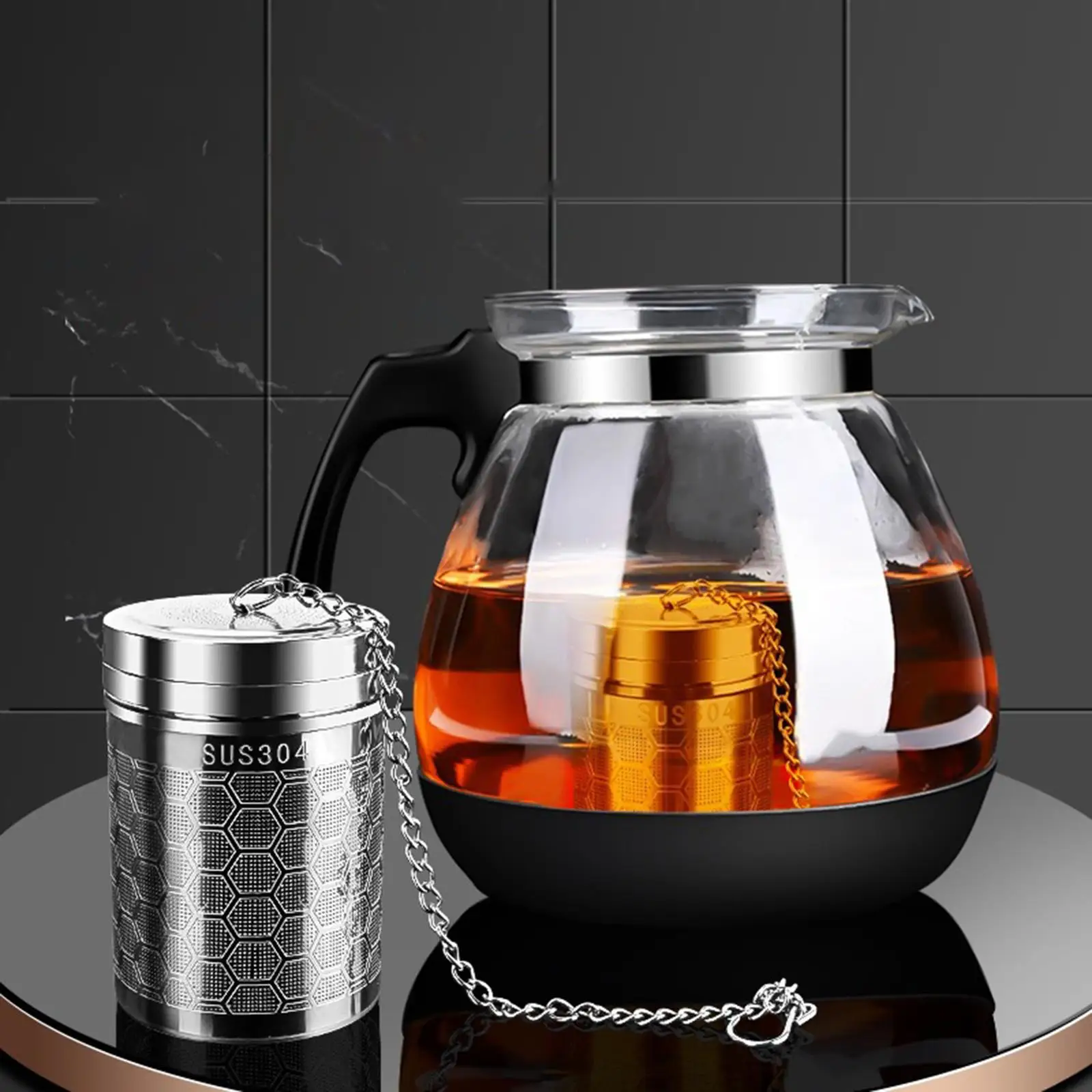 Tea Infuser with Chain Hook Multipurpose Loose Leaf Tea Steeper Cooking Infuser for Hot Pot Seasoning Cooking Kitchen Stew