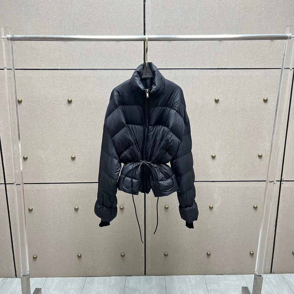 عالية الجودة الأبيض أوزة أسفل سترة نسائية Y2K الرباط الخصر سميكة الدافئة أسفل سترة 2025 خريف/شتاء وصول جديد