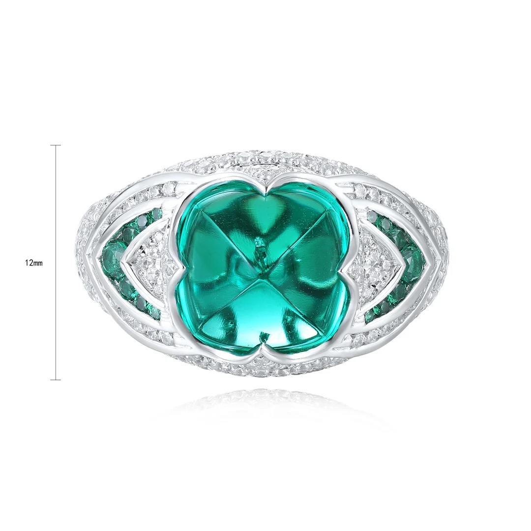 

Emerald Ring for Men Engagement Rings Silver Sterling 925 3CT Sugar Loaf Lab Grown Emerald Unisex Rings Non Tarnish Non Allergic