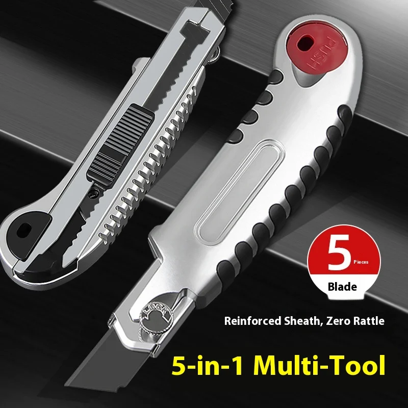 سكين ورق جدران فولاذي سميك من الدرجة الصناعية، شفرة سوداء معدنية من الفولاذ المقاوم للصدأ، قاطع ورق #1