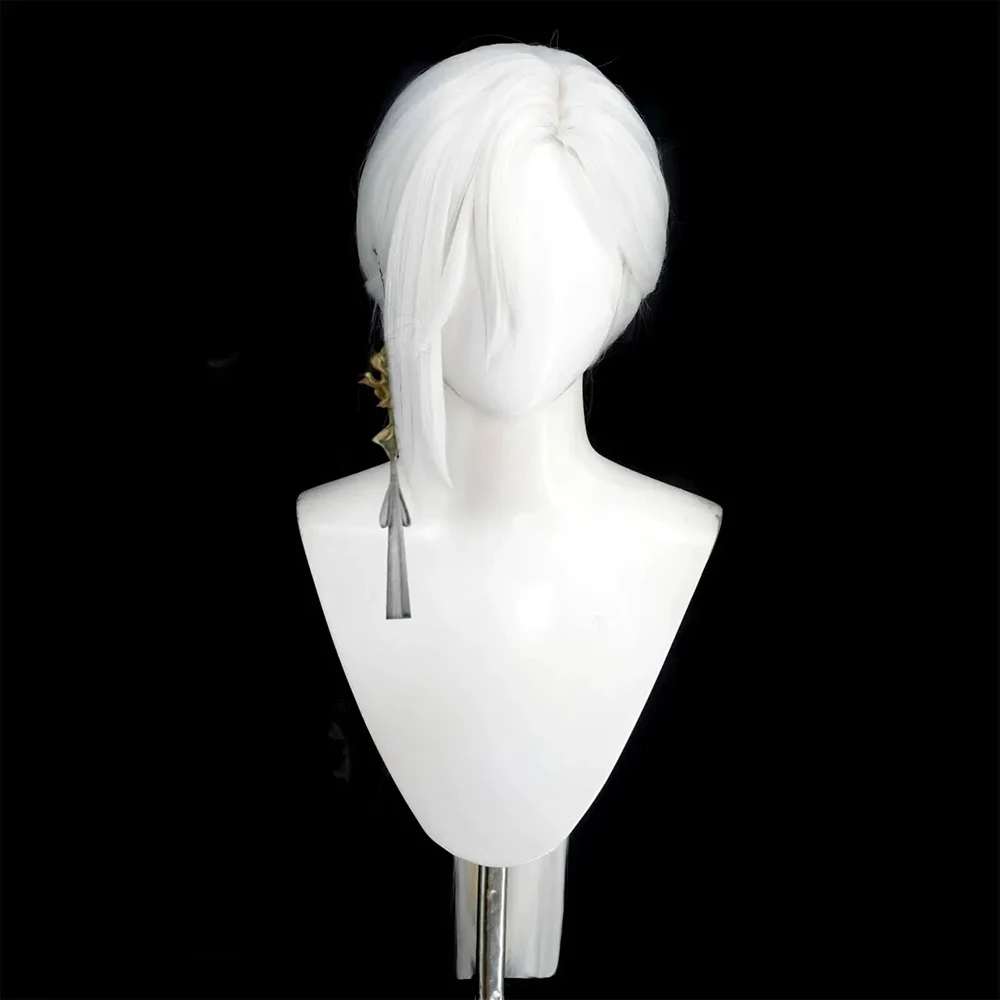 Juego SILENT HILL F máscara de zorro Cosplay peluca hombres mujeres pelo largo blanco peluca sintética resistente al calor accesorio de fiesta de Halloween