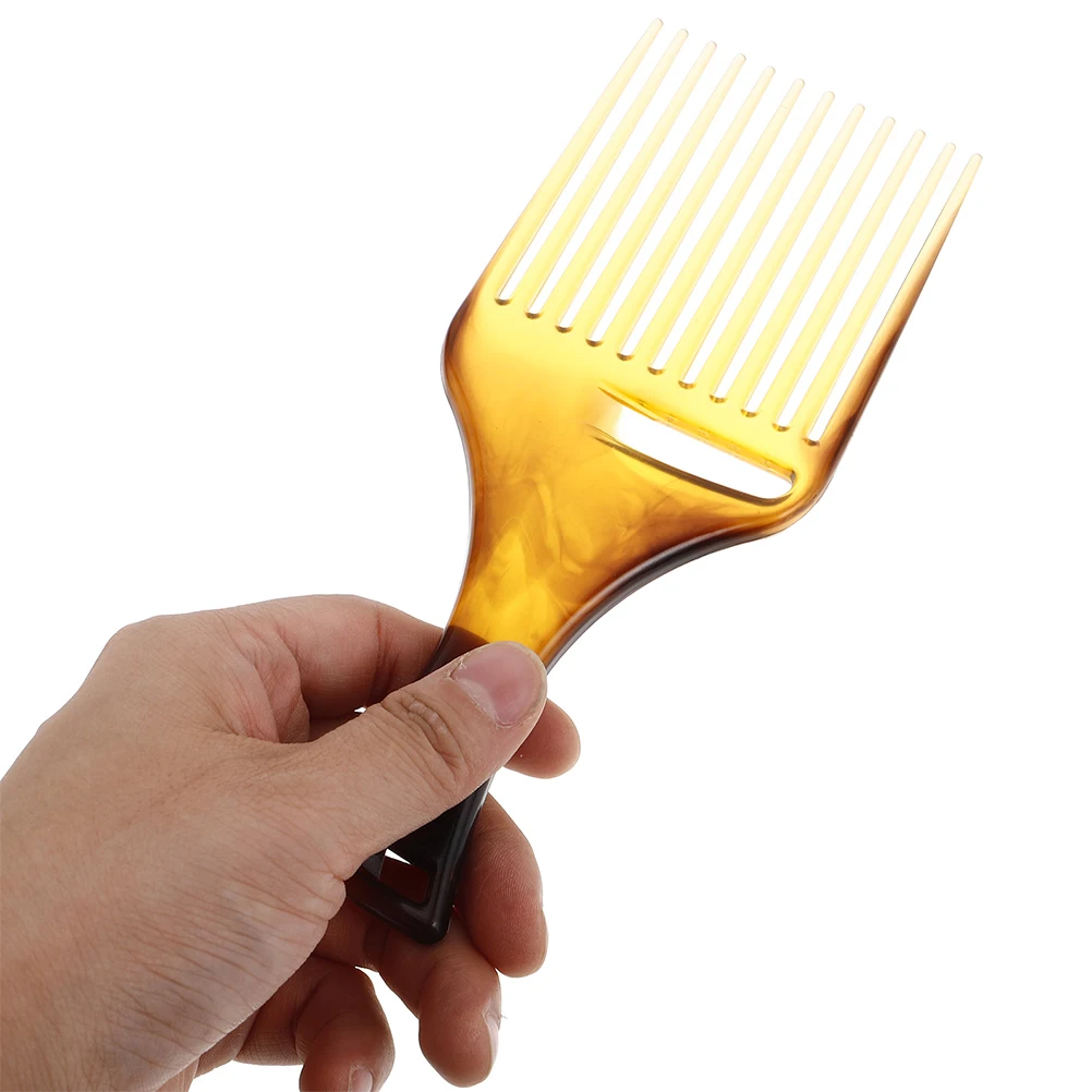 

2Pcs Wide Tooth Comb Amber Plastic Afro Pick Hair Styling Detangler Curly Hair Barber Supplies Men Women Barber Comb