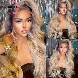 Perruque Body Wave Lace Front Wig Naturelle Blonde Ombrée, Cheveux Humains, 13x4, 13x6 HD, 30 Pouces, pour Femme