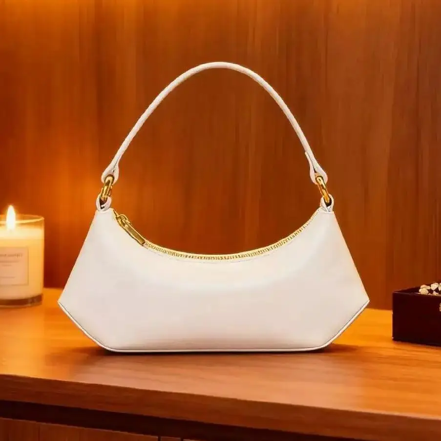 

2025 Autumn and Winter New Suede Rivet Pearl Underarm Bag Women Luxury Designer Handbag Wallet Crescent Casual Shoulder Bag