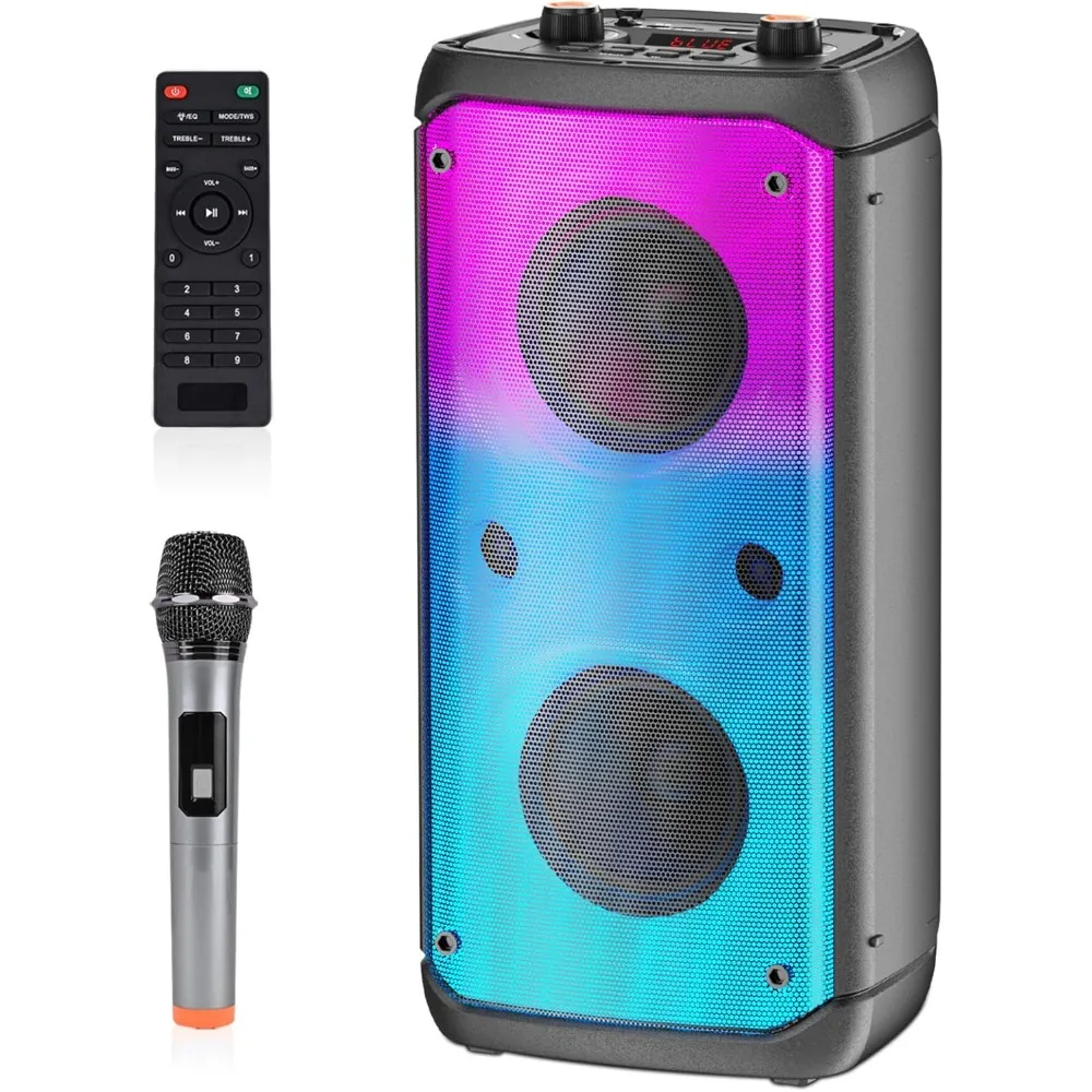 

Bluetooth Speaker, 80W Peak Wireless TWS Portable Outdoor Party Speakers with Subwoofer, Deep Bass, LED Colorful Lights, Loud St