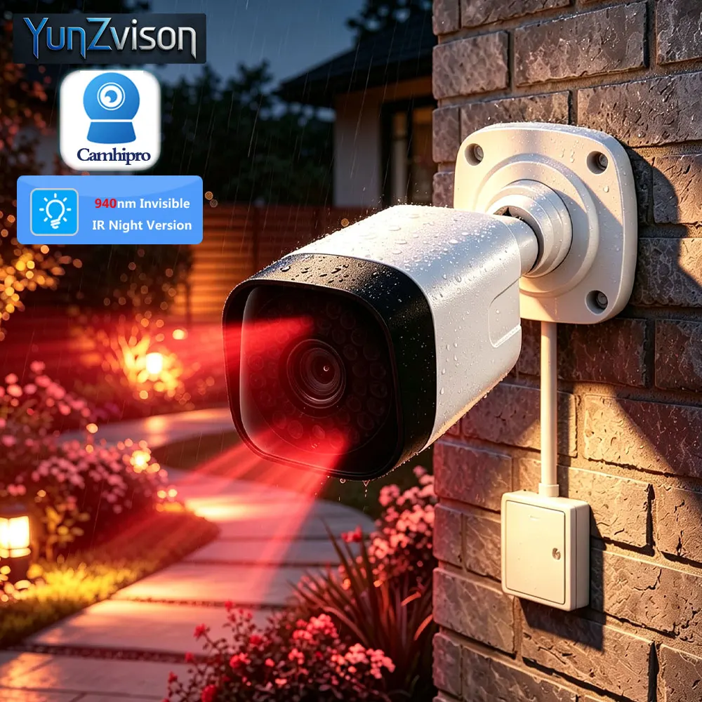 C-R Outdoor 4K 8MP/5MP Wired RJ45+POE 940nm Invisible IR Light Security Surveillance Vedio 3.6mm Two Way Audio