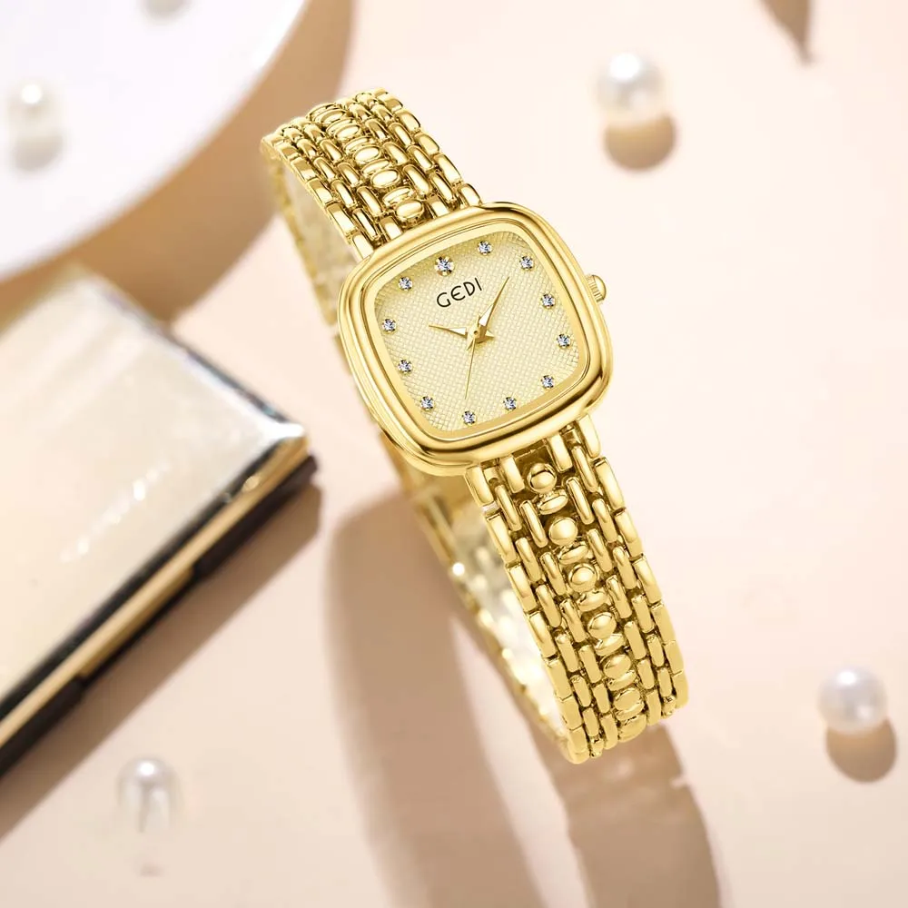 GEDI Premium Bracelet Quartz Watch for Women Luxury-inspired Vintage-inspired Elegant Versatile Water-resistant Gift Wristwatch