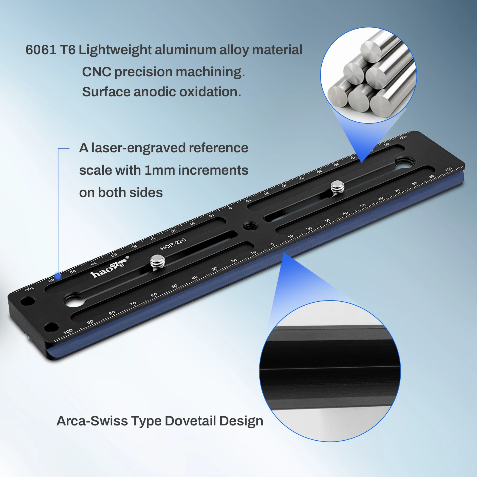 Haoge 220 مللي متر متعددة الأغراض طويلة الإفراج السريع موسع السكك الحديدية انزلاق لوحة للكاميرا ترايبود Ballhead المشبك صالح Benro Arca السويسري