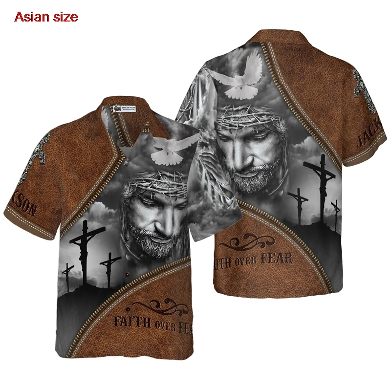 Nieuwe God Jesus Mary Hawaiiaanse shirts voor heren Pasen 3D-print Harajuku Casual korte mouw Overgewonnen topkleding Hawaiiaans shirt