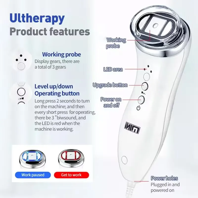 Mini HIFU Ultrasound Massager Machine, Face Lift, Refirmamento, Apertamento, LED, Anti Rugas, Cuidados com a pele, Spa Beauty Device, Profissional