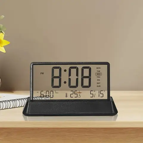 Xiaomi LCD Digital Alarm Clock Transparent Date Week Temperature Display Three Alarms 24H Snooze Table Clock Batteries Powered