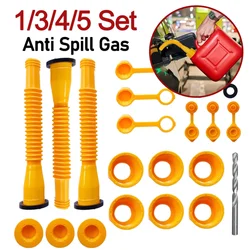 1/3/4/5 Set Gas Can Spout Replacement Anti Spill Gas Can Nozzle No Leaky with Screw Collar Caps for Most 1/2/5/10 Gal Can