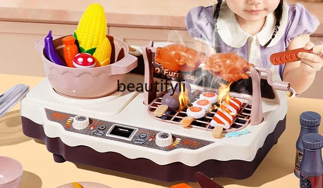 Cucina per bambini Casa da gioco BBQ Simulazione Cibo Giocattoli Ragazze Puzzle Bambino, Regalo di compleanno