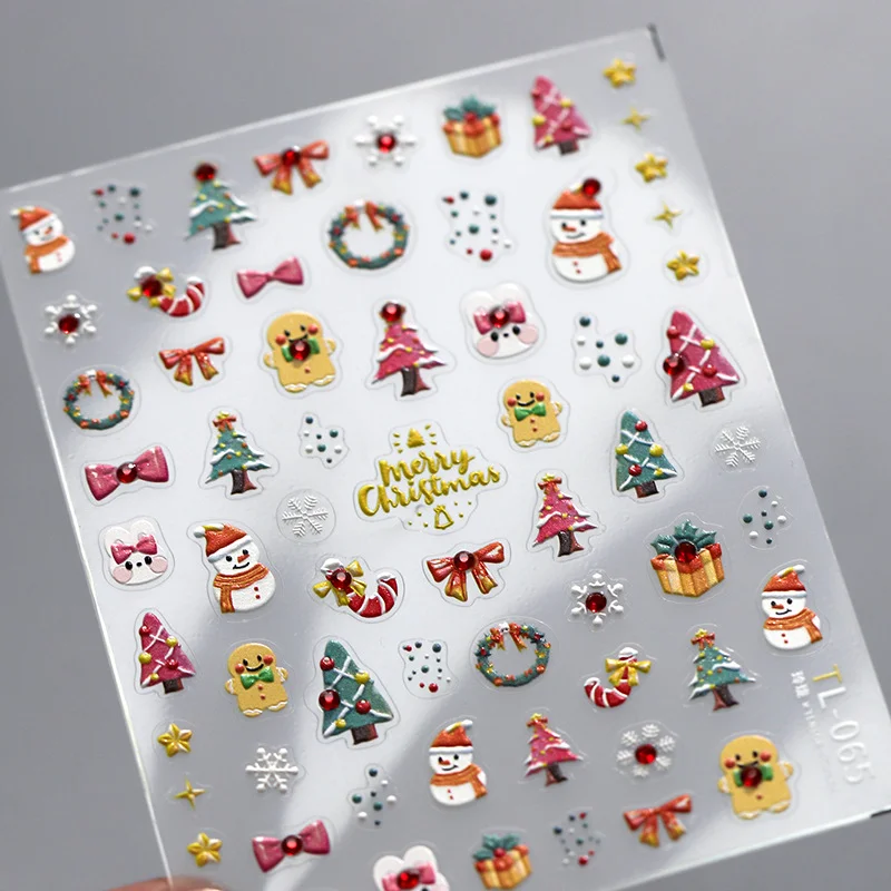 Xmas Resin Art - 1Pcs 5D Christmas Nail Art Stickers