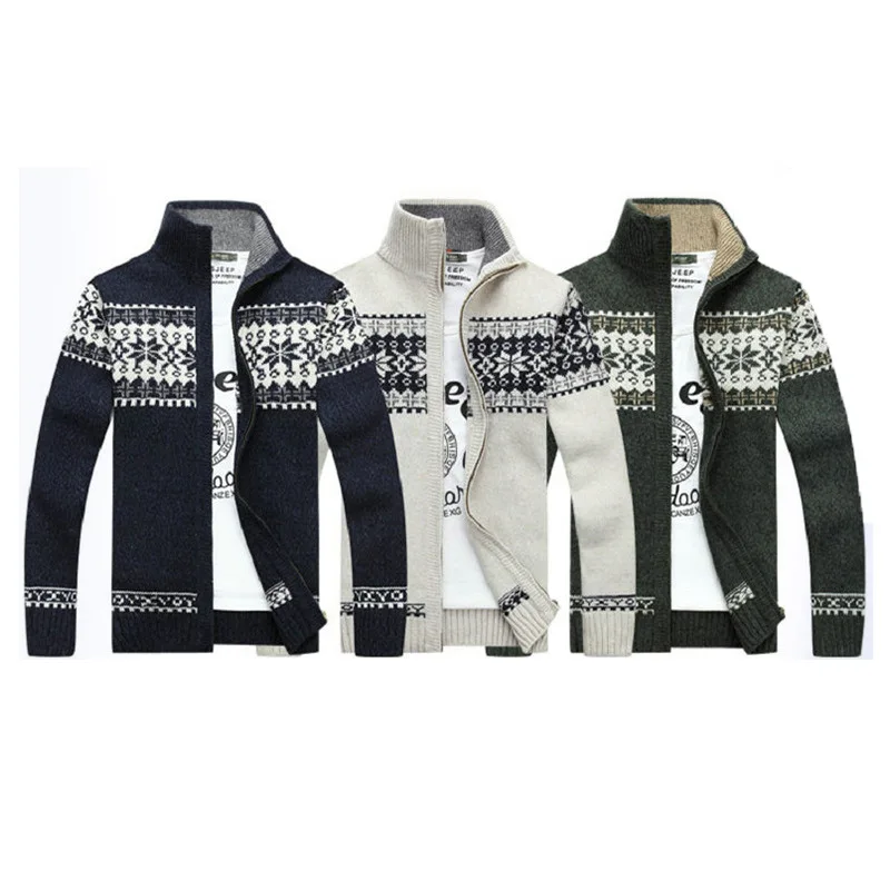 

Knitted cardigan men's winter new casual middle-aged and young people zipper sweater men's stand-up collar trendy men's jacket