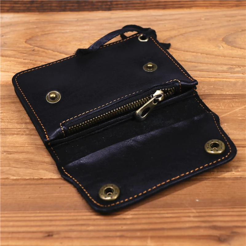 100% echtes Leder Brieftasche Für Männer Männlich Marke Vintage Handgemachte Kurze Kleine männer Geldbörse Karte Halter Mit Zipper Münzfach tasche – Detail 29