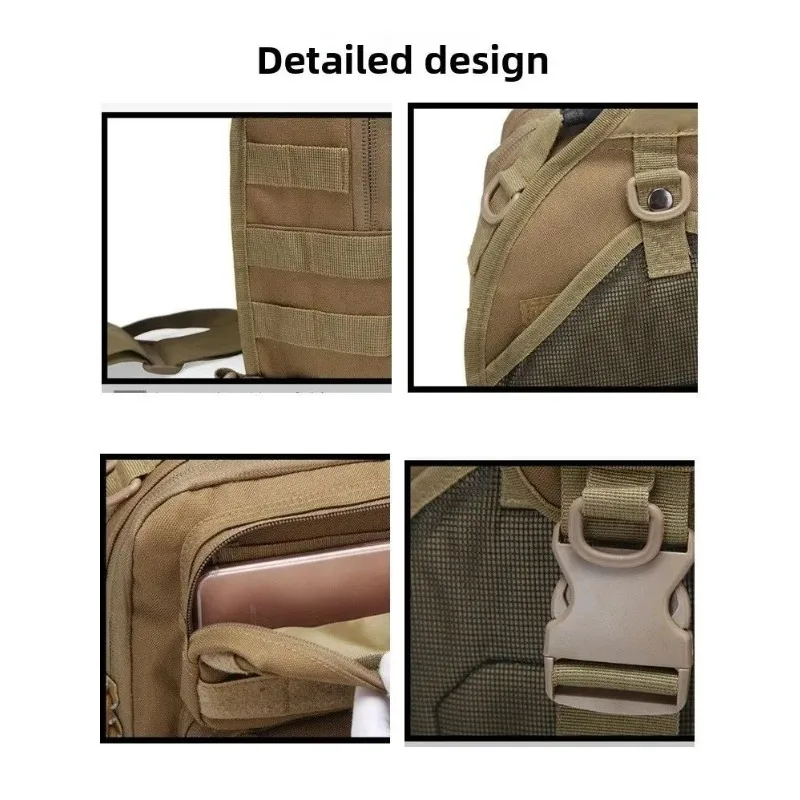 Motorcycle Sling Bag MOLLE Tactical Shoulder Backpack Multi Pocket Chest Pack Adjustable Strap for Men Riding Camping Hiking