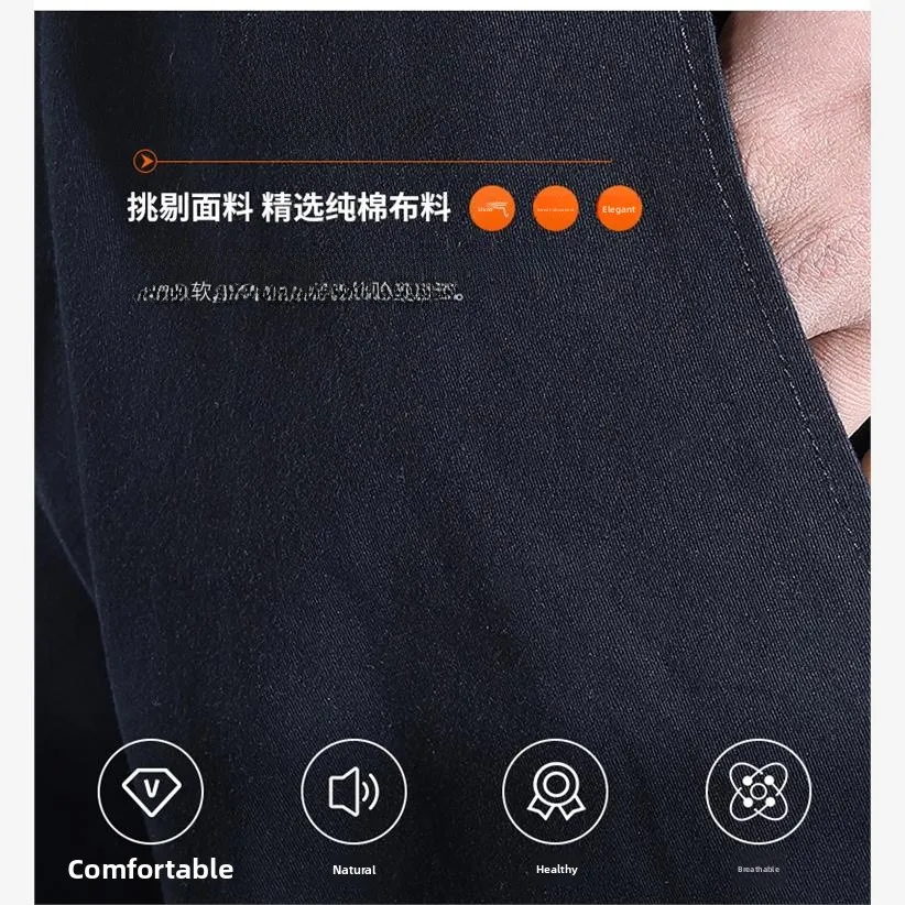 Men's Pure Cotton Work Pants Loose Fit Wear Resistant Dirt Proof Autumn Winter Welding Protection Thermal o Workwear