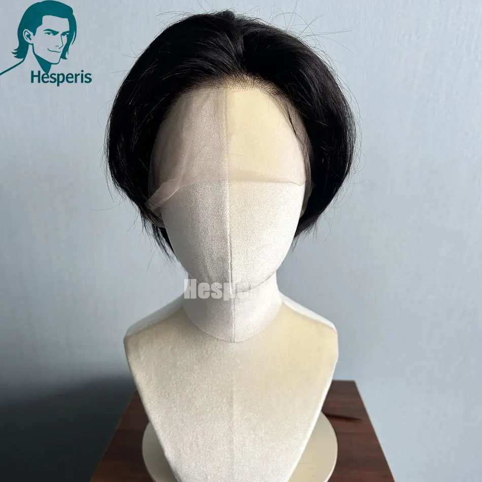 Hesperis قبل تصفيف شعر مستعار للرجال قص الشعر شعر مستعار دانتيل كامل للرجال شعر بشري بديل الباروكات جاهز لارتداء قطعة شعر طبيعية ريمي