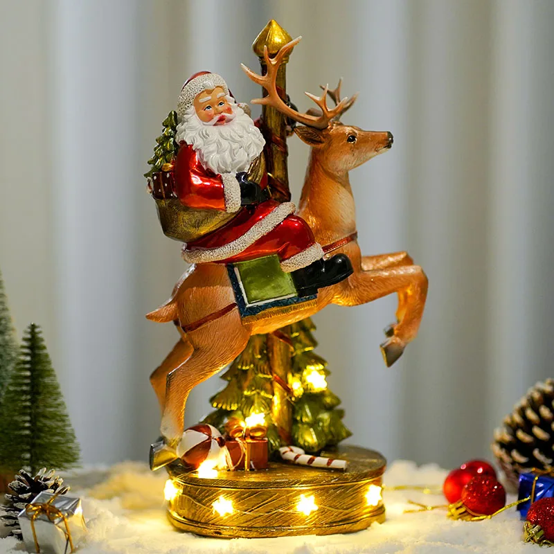 

Santa Claus Statue Resin Christmas 2023 2024 Home Decoration Nordic Sculptures Modern Figurines Ornaments Living Room Accessory