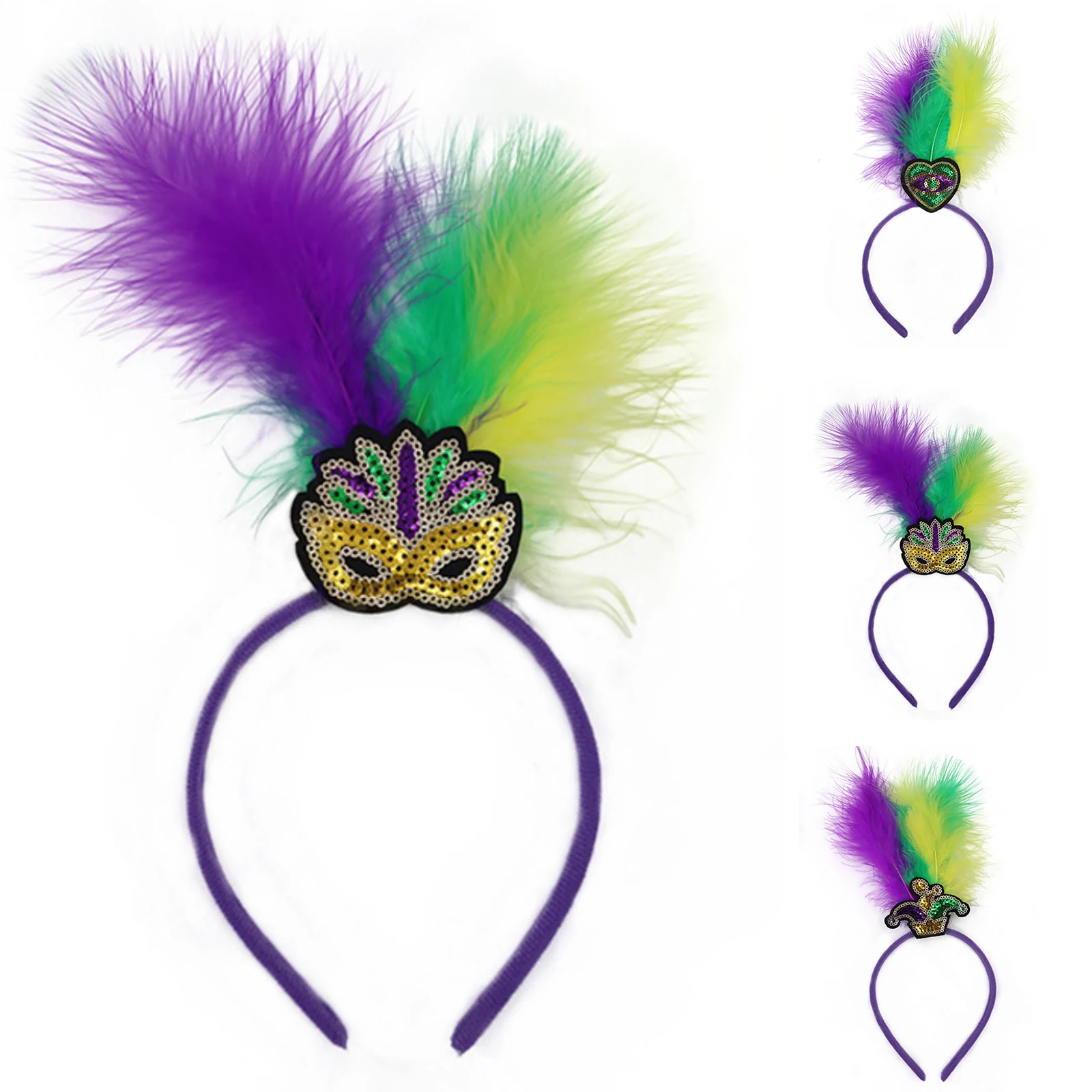 كرنفال حفلة تنكرية الكرة زي اكسسوارات الأزياء مطرزة ريشة ثلاثة ألوان عقال الأداء الدعائم #1