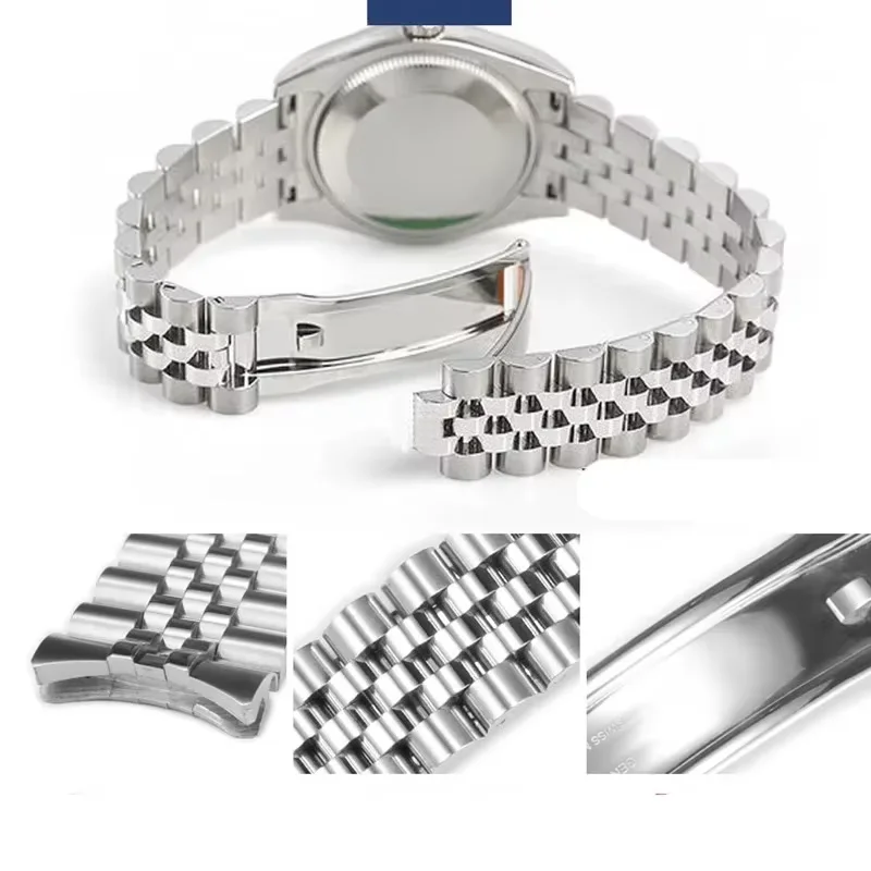 904L Solid Stainless Steel Watch Accessories Band For Rolex DATEJUST DAY-DATE OYSTERPERTUAL DATE Silver Watch Straps 20mm 21mm