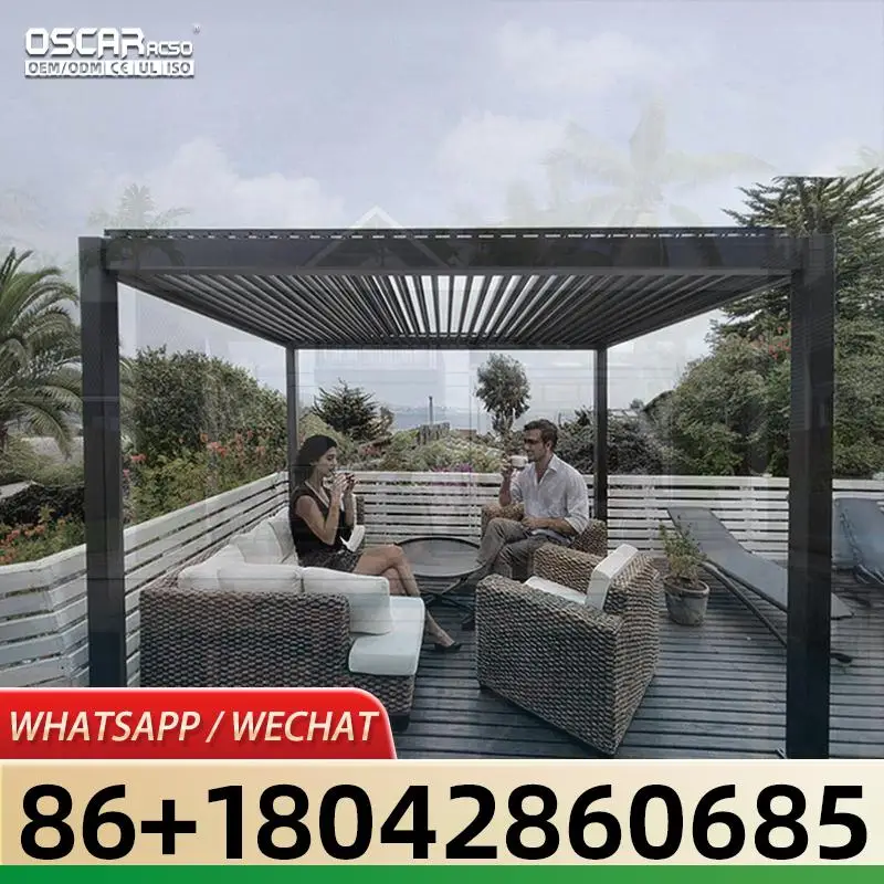 4x3 3x4 Motorized Electric Aluminum Outdoor Sides Roof Pergola for European Backyards Patios Gardens pergola