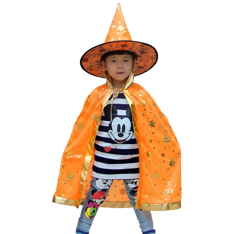 Halloween Children's Cloak Cloak Witch Cloak Performance Costume Six Star Cloak Wizard Pumpkin Cloak
