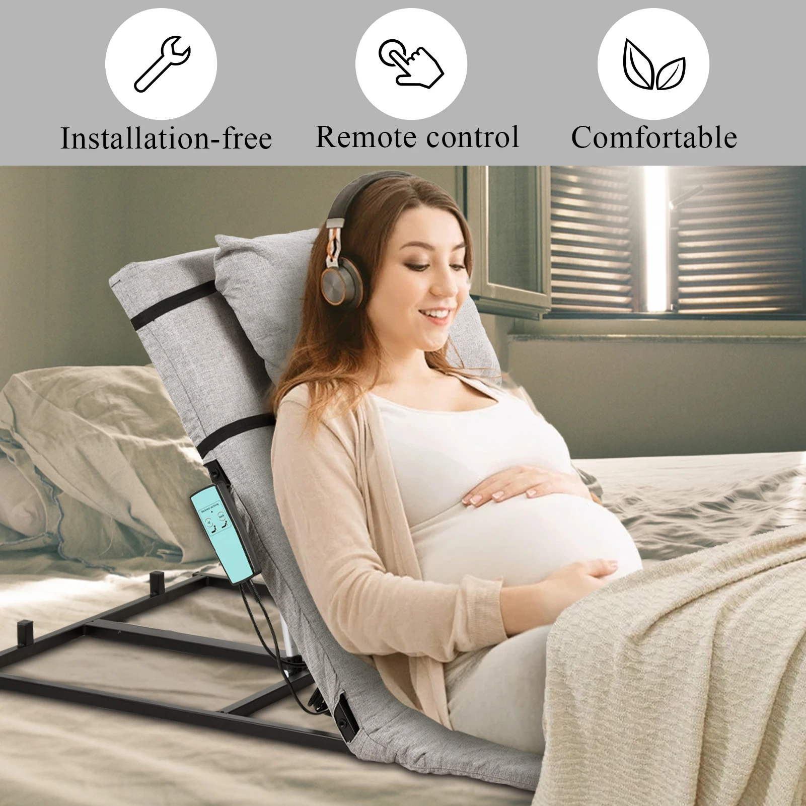 مسند ظهر للسرير لرفع الطاقة، مسند ظهر للسرير، مسند ظهر مساعد كهربائي، يتضمن وسادة ووسادة للقدم، للمرأة الحامل #1