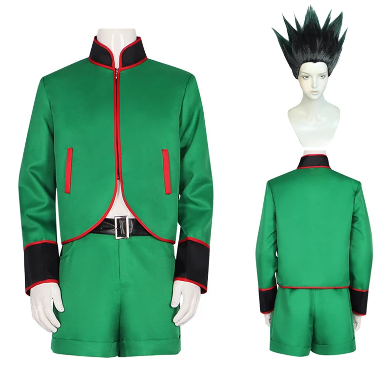 Disfraz de Anime Hunter Gon Freecss, peluca, traje verde, trajes unisex para fiesta de Carnaval y Halloween