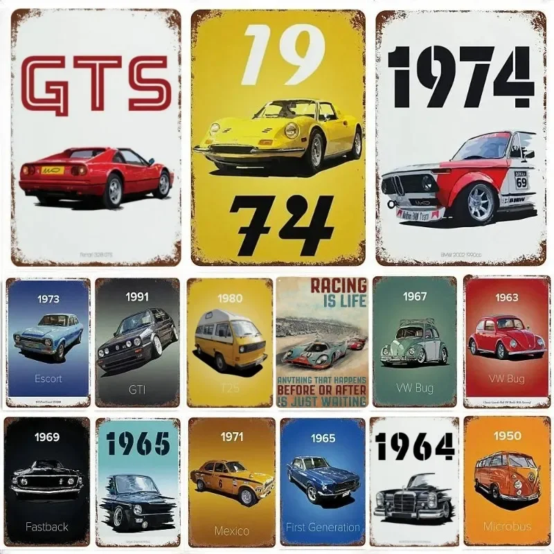 HD Metal Tin Sign Vintage Classic Car Racing Retro Auto Wall Decor for Garage Man Cave Home Decoration