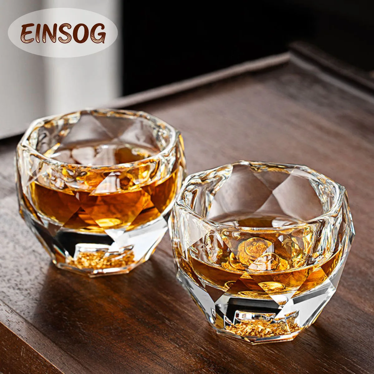Vasos de chupito de 50ML, vaso de cristal facetado de doble fondo con diamantes para whisky, taza de té Espresso, Bar ligero, vajilla de lujo, 1 ud.