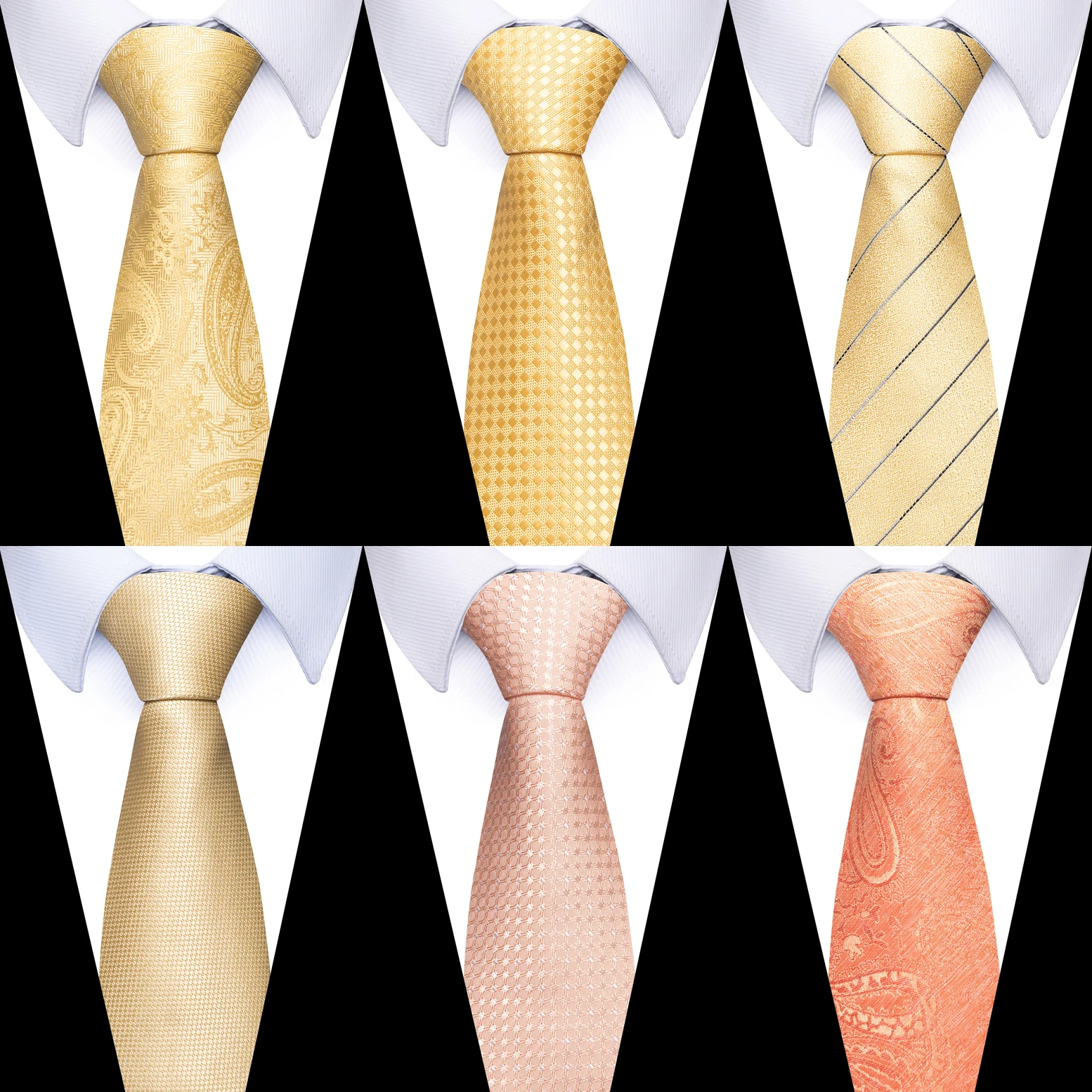 100% Silk Brand Top grade Gold Tie Silk Necktie Men 8 cm 160 Colors Men's Gravatas hombre Printed Accessories Father's Day