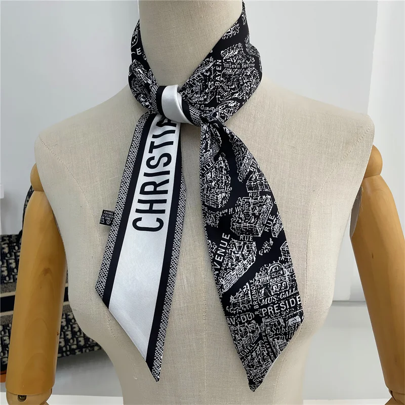 New Design Tarot Scarf Women Luxury Brand Scarf Bag Hair Skinny Silk Scarves Fashion Foulard Neckerchief Headband For Lady