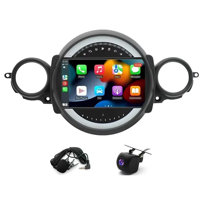 ل 2007-2014 BMW Mini Cooper R56 Android 13 نظام ملاحة داخل السيارة 9 بوصة مدمج مع CarPlay + Android Auto / 2 + 32G