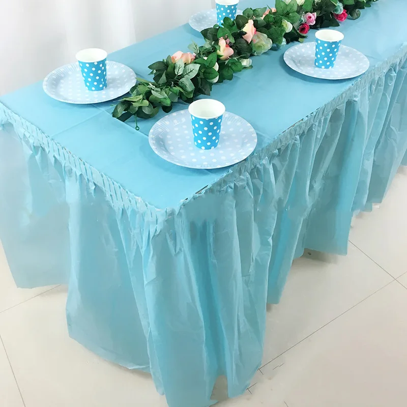 ZOYA rok meja, rok meja plastik, rok taplak meja persegi panjang sekali pakai untuk pesta ulang tahun pernikahan perayaan Baby Shower