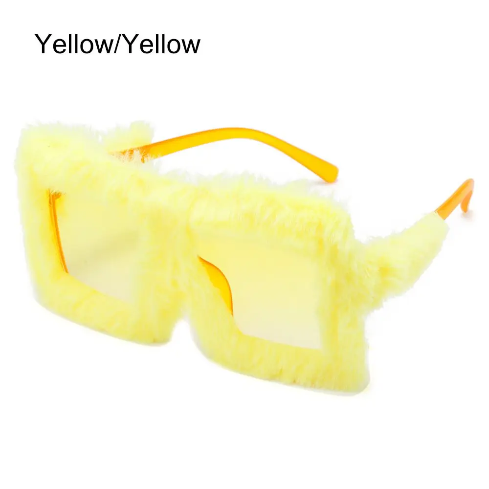 UV400 Square Frame Ladies Shades Punk Sun Glasses Ladies Sexy Shades  Sunglasses Soft Fur