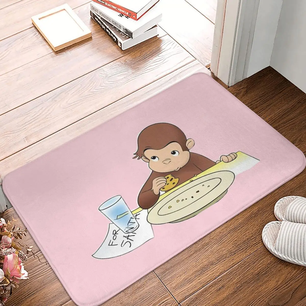 Curious George Brown Monkey Doormat Kitchen Entrance Home Floor Mat Non-slip Carpet Rug for Balcony Footpad Mats