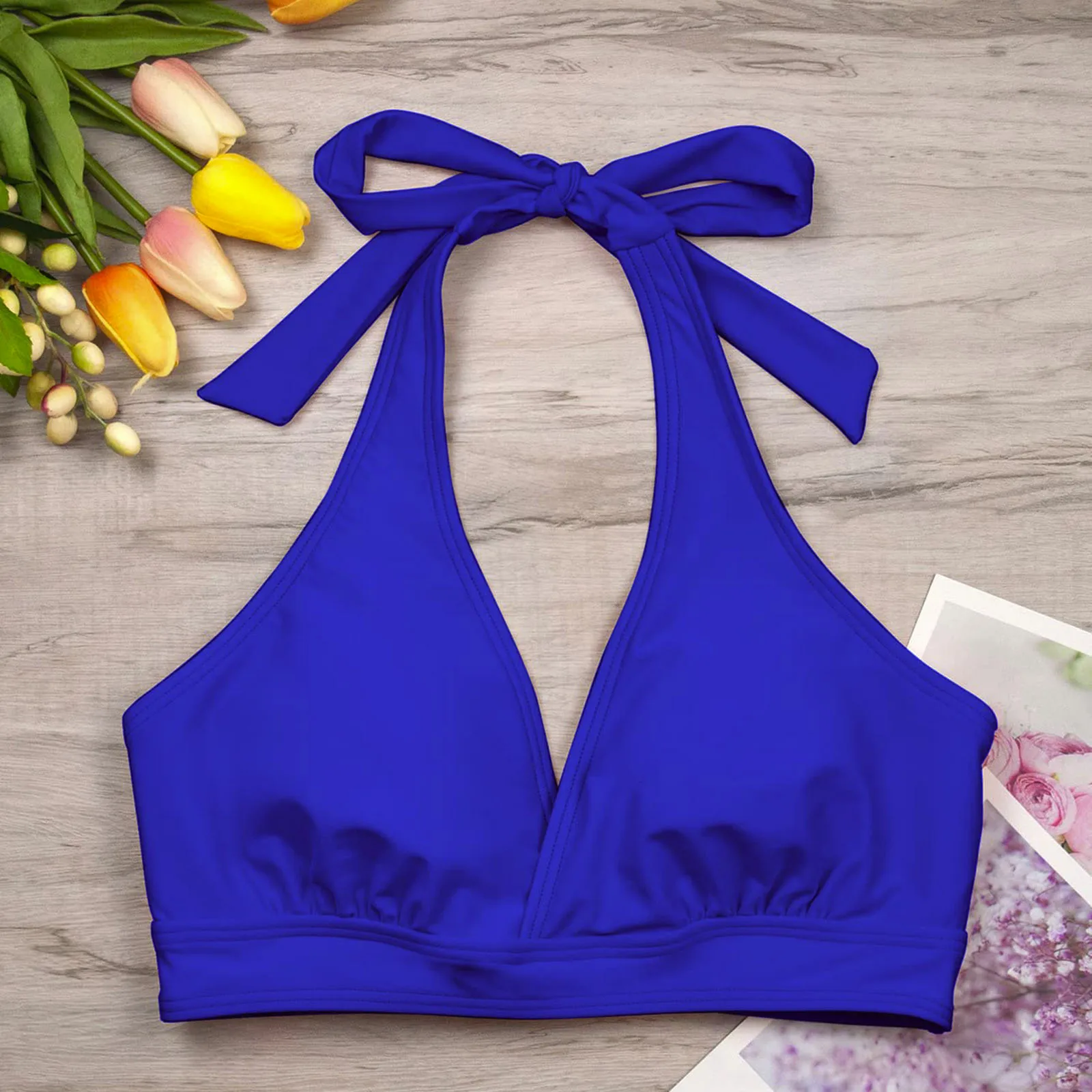 Damskie koronkowe stroje kąpielowe Topy Push Up Swim Crop Top Wiązanie na plecach Seksowny kostium kąpielowy z paskami na szyję Letnie stroje