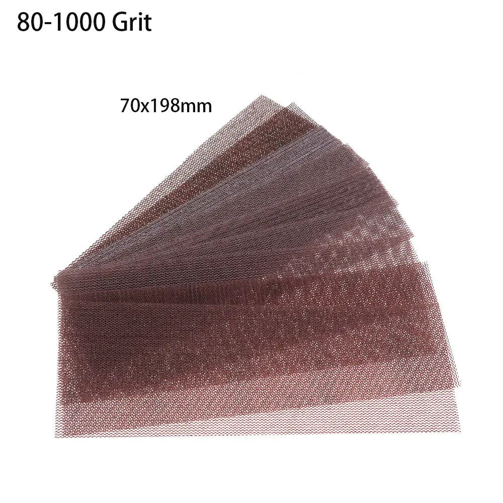 70x198mm Abrasive Sandpaper Auto Net Mesh Sanding Discs Dust Free Anti-blocking Hook Loop 80-1000 Grit Dry Sanding Polishing