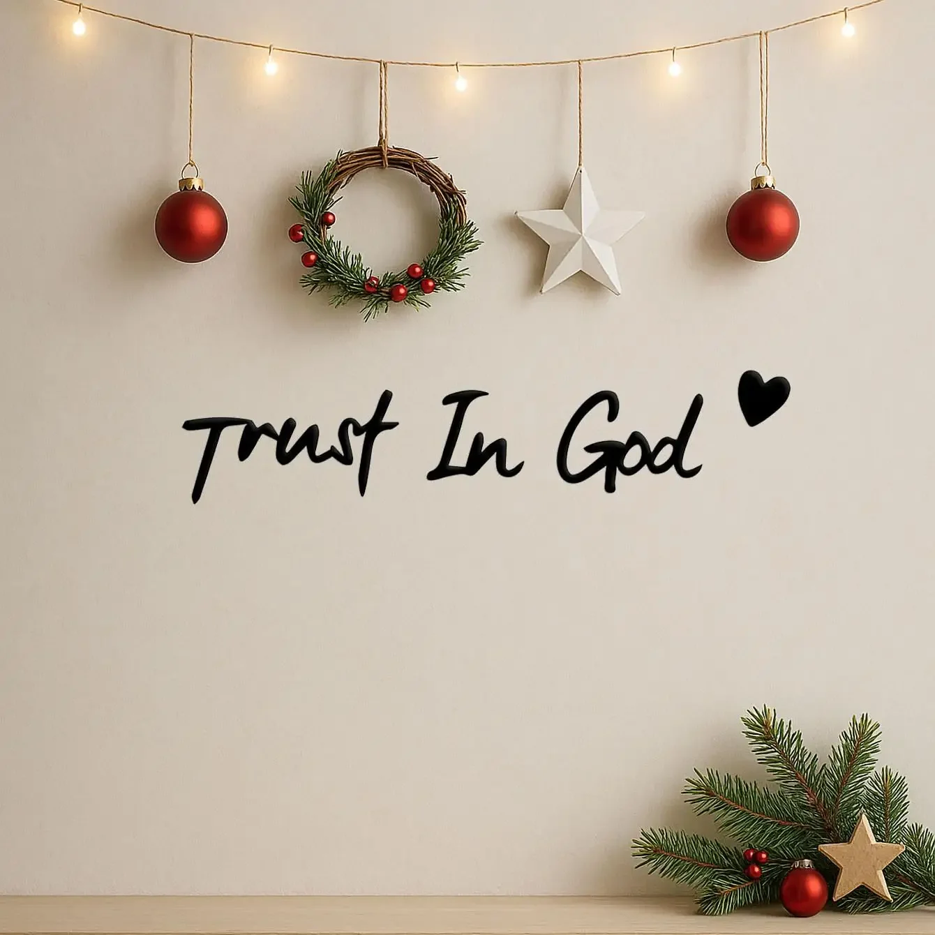 CIFBUY Set of 3 Metal Trust In God Wall Art Iron Christian Faith Religious Decor Rustic Black Hanging Sign Home Living Room