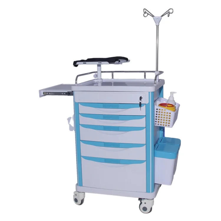 Wheels  Abs Emergency Trolley Crash Cart Hospital Treatment Trolley with Drawer Hospital Medical Trolley Cart
