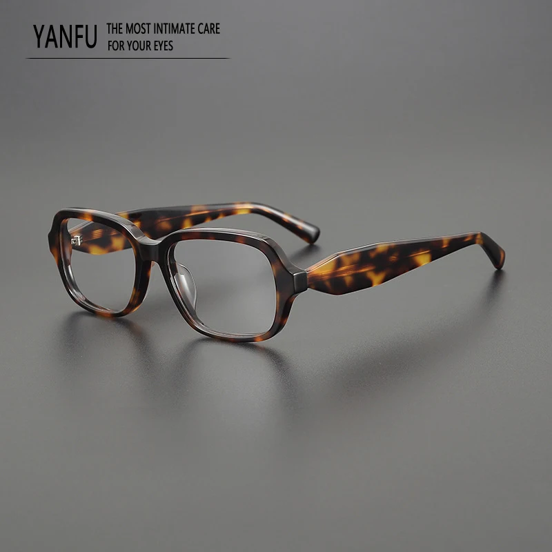 New Acetate Tortoise Rectangle Vintage Fake Glasses Frames Retro Optical Eyewear Reading for Women Men Eyeglasses Myopia 5002