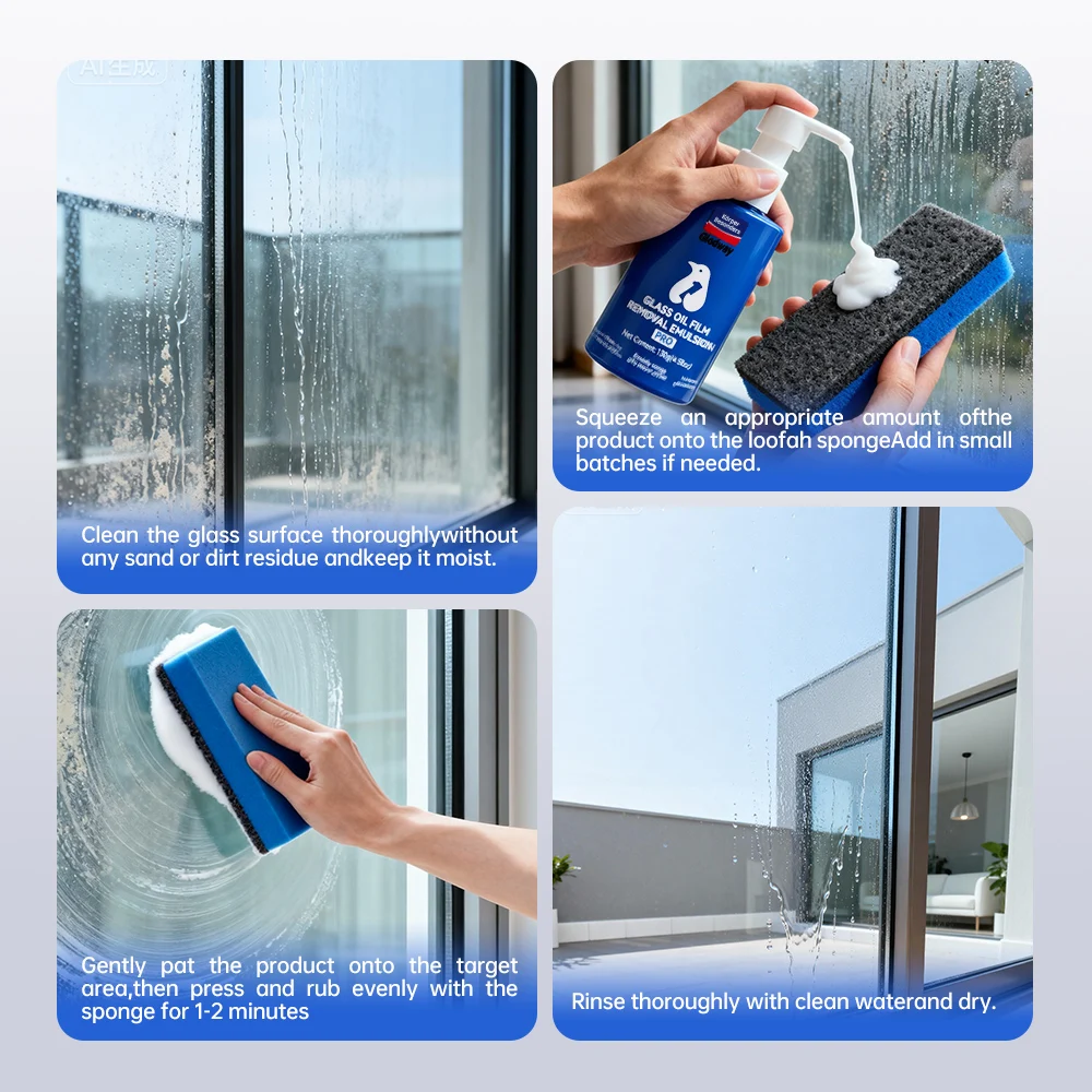 Glodway Glass Cleaner Glass Oil Film Remover For Car Windshield,Oil film Remover, Streak-Free Shine on Automotive Windows, and Mirrors, Ammonia Free, for Auto and Home view 6
