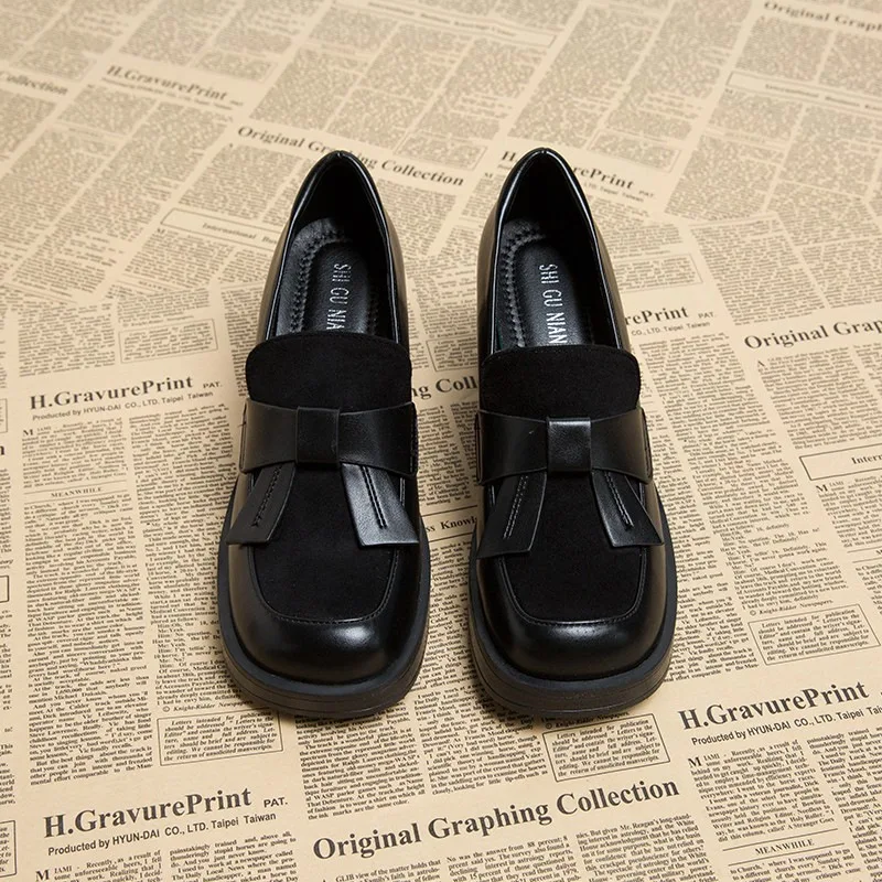 Vintage High Heels Spring and Autumn Small Leather Shoes 2024 New Single Shoes Women with All Match Loafer Women\'s Shoes