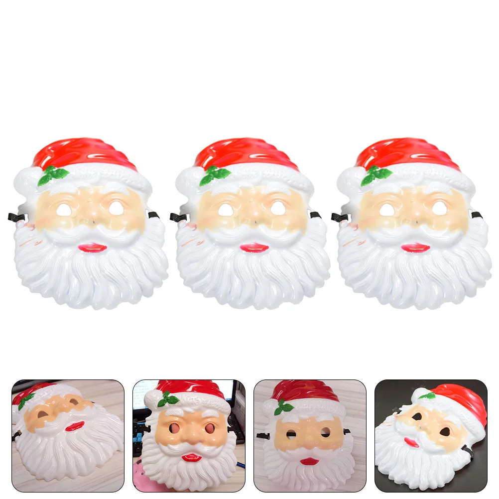 

3 Pcs Santa Mask Christmas Party Masks Funny Claus Xmas Creative Plastic Cosplay Face Decorate Elder