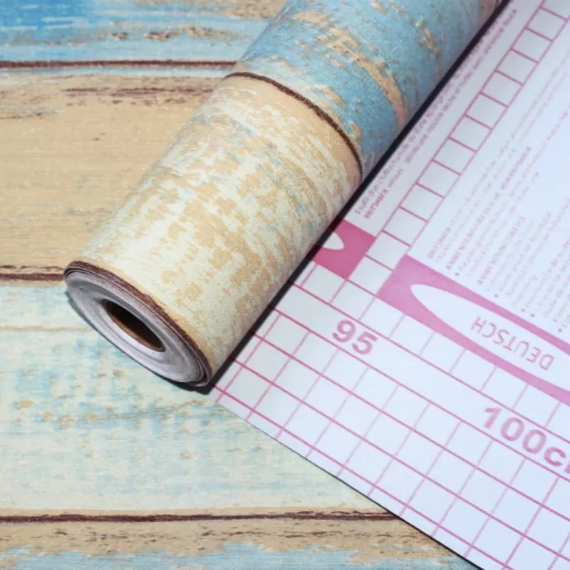 

Mediterranean Waterproof Wallpaper Vintage Wood 3D Decorative Panels for Wall Adhesive Vinyl Rolls Mural Contact Paper Living Ro