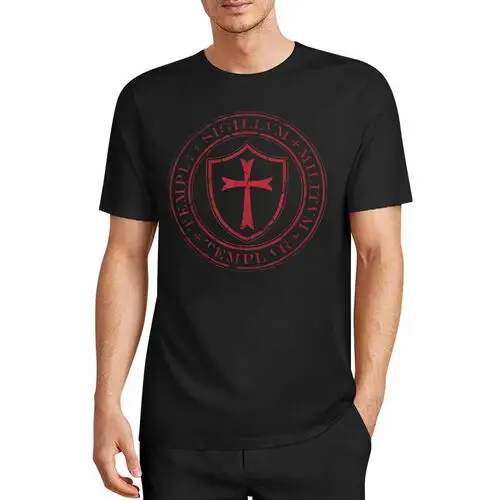 The Mottled, Aged Wax Seal Pattern Preserves the Chivalrous Spirit of the Middle Ages, the Shield-Shaped Cross Carries Faith and Glory, and a Templar Seal Tells the Story of the Ancient Knight Legend. Casual T-Shirt