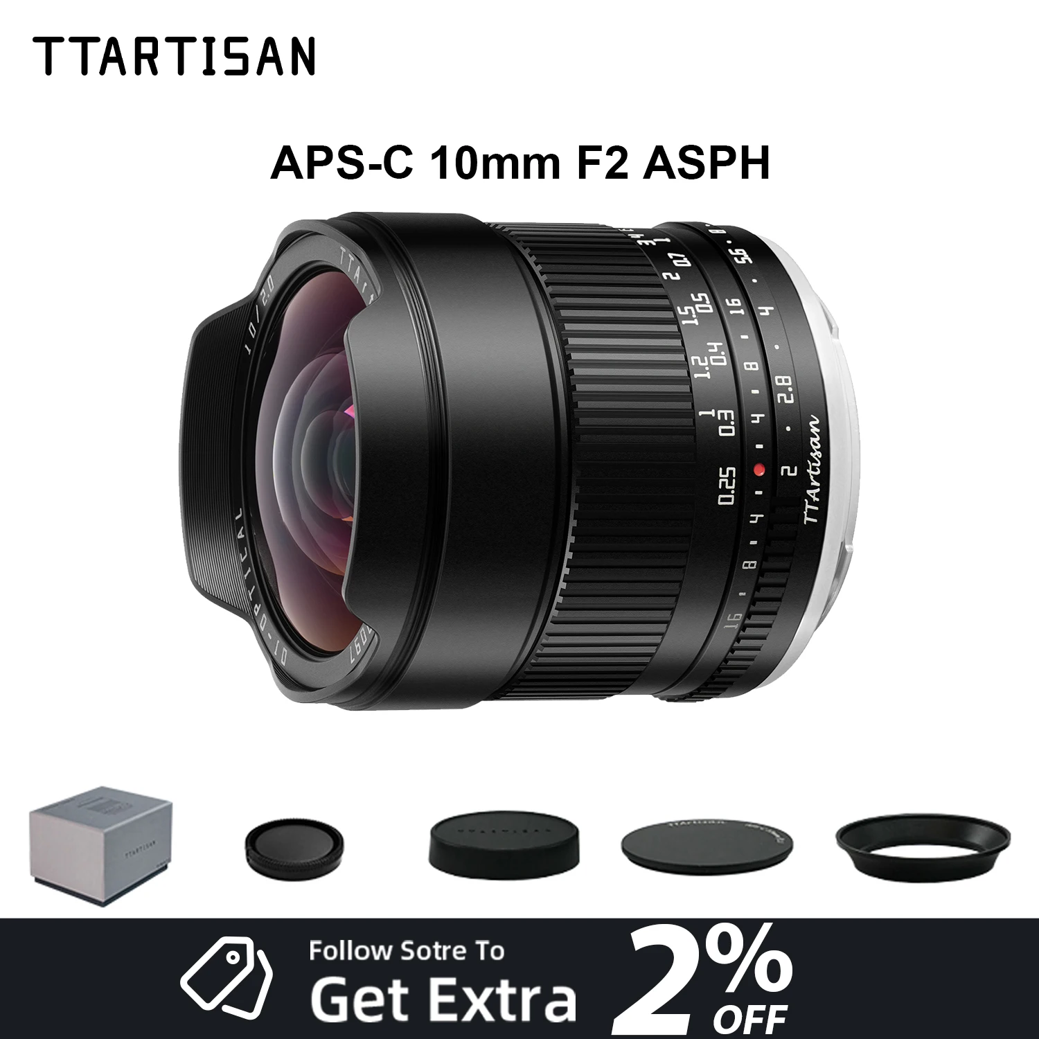 TTArtisan APS-C 10mm F2 ASPH 105° Ultra-wide Angle Lens Photography Camera Lens