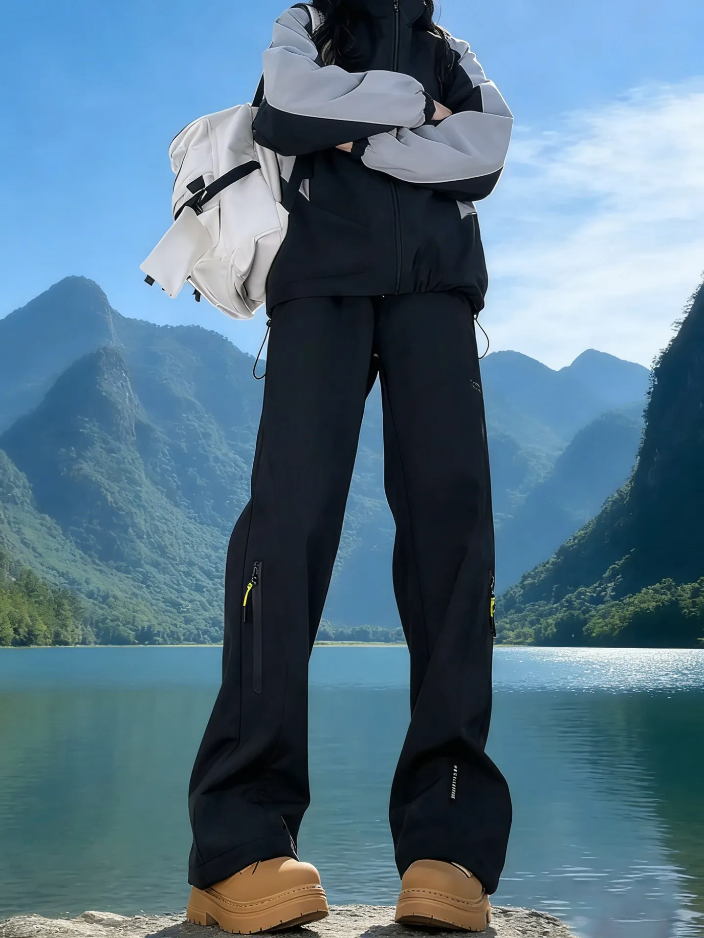 

Bla American Sle Tee-Proof Soft ell Cargo Pants Men Women Outdoor Hiking Mountain Climbing Pants Spring Side Zipper W...